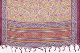 varanga wine and beige printed khadi cotton dupatta with tasselled border