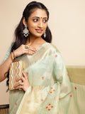 Ethnic Motifs Zari Woven Design Banarasi Saree