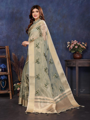 Ethnic Motifs Zari Woven Design Banarasi Saree