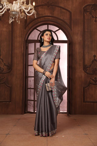 Ethnic Motifs Zari Woven Design Banarasi Saree