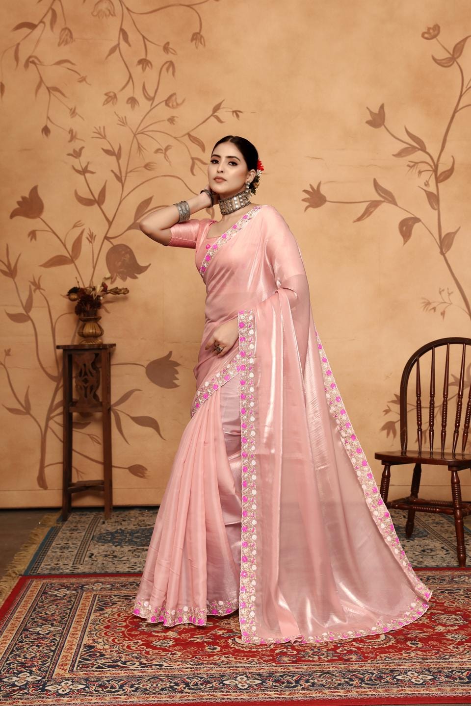 Ethnic Motifs Zari Woven Design Banarasi Saree