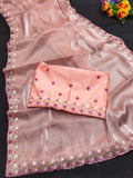 Ethnic Motifs Zari Woven Design Banarasi Saree