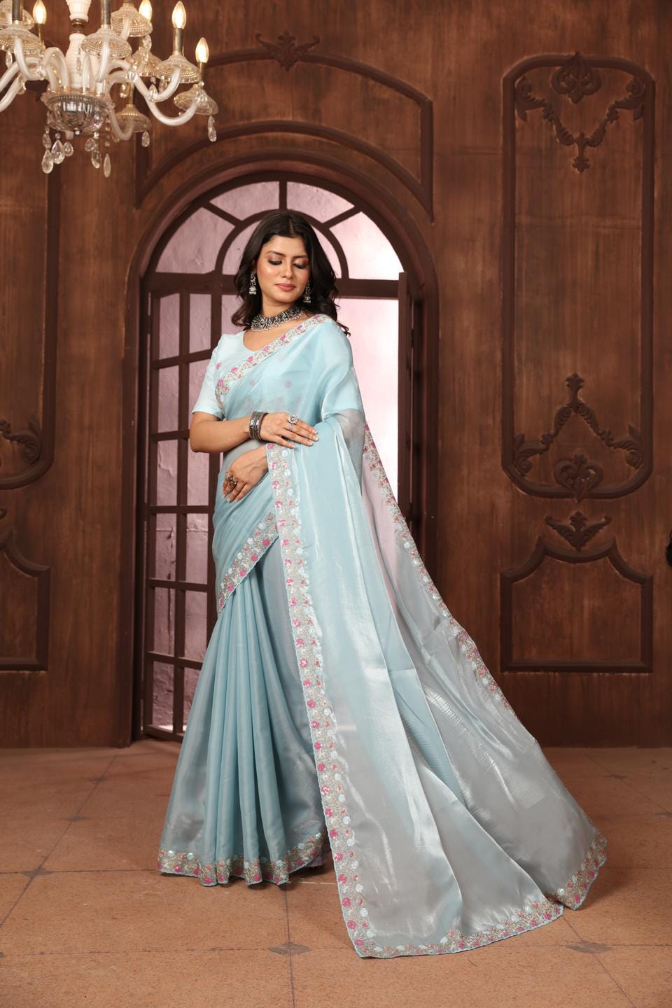 Ethnic Motifs Zari Woven Design Banarasi Saree