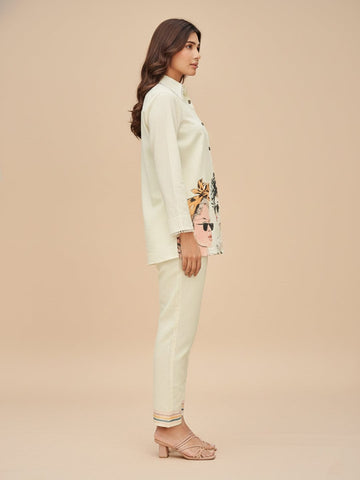 KSUT Women Modern Printed Apple Hem Shirt with Trouser