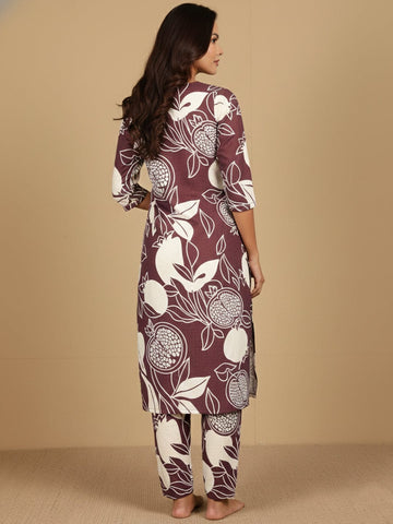 KSUT Women Round Neck Bold Print Kurta Set