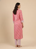 KSUT women kurta with button down paired with vertical strip printed pant
