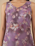 KSUT Women Floral Printed  Sleeveless Straight Kurta Paired With Tonal Bottom