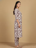 KSUT Women Thread Embroidered Yoke Floral Printed Kurta With Trouser
