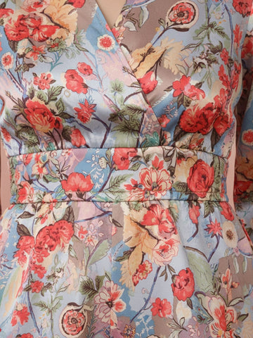 KSUT Women Multi Colour Floral Printed Top Paired With Tonal Printed Bottom
