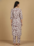 KSUT Women Thread Embroidered Yoke Floral Printed Kurta With Trouser