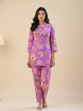 KSUT Women  Lavender Floral Printed Cotton Co-Ords