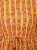 KSUT Mustard And Pink Floral Printed V Neck Kaftan Trouser Set