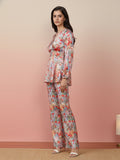 KSUT Women Multi Colour Floral Printed Top Paired With Tonal Printed Bottom
