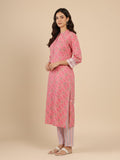 KSUT women kurta with button down paired with vertical strip printed pant