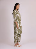 KSUT Women Bold Abstract Printed V Neck Flared Sleeve Kurta With Trouser