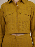 KSUT Women Olive Green Schiffli Co-Ord Set