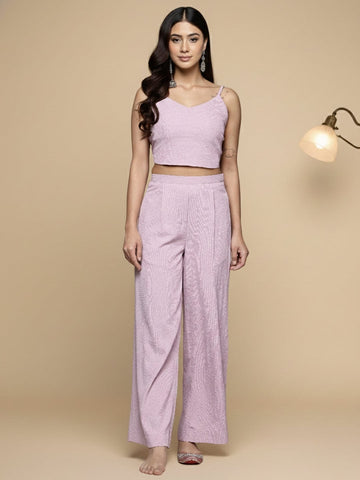 KSUT Women Lavender Strap Style Co-Ord Set