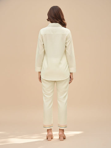 KSUT Women Modern Printed Apple Hem Shirt with Trouser