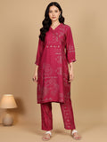 KSUT Women Bandhani Printed With Cuban Collar Regular Fit Kurta With Tassle Detail
