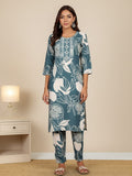 KSUT Women Round Neck Bold Print Kurta Set