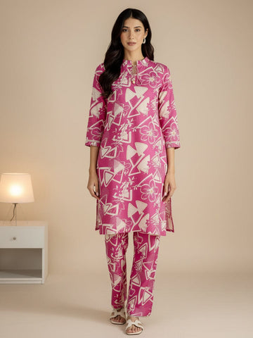 KSUT Women Graceful Beige Kurta Set Featuring Gota Patti Detailing, Paired With Solid Trousers