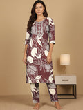 KSUT Women Round Neck Bold Print Kurta Set