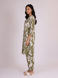 KSUT Women Bold Abstract Printed V Neck Flared Sleeve Kurta With Trouser
