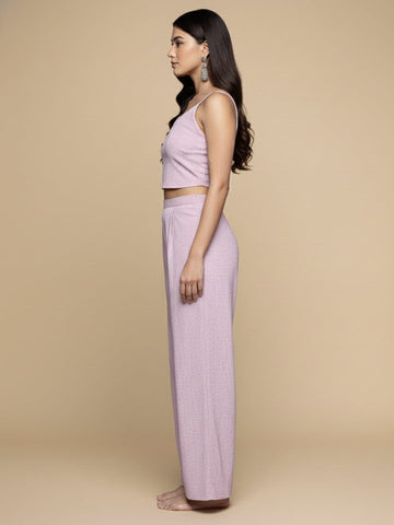 KSUT Women Lavender Strap Style Co-Ord Set