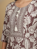 KSUT Women Thread Embroidered Yoke Floral Printed Kurta With Trouser