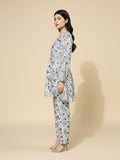KSUT Women white floral printed top paired with tonal  printed bottom