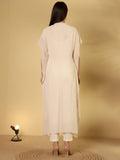 KSUT Women Floral Thread Embroidered Kaftan With Tonal Bottom