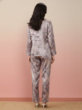 KSUT Women Grey Floral Printed Top Paired With Tonal Printed Bottom
