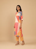 KSUT Women Pink Abstract Printed Straight Kurta Paired With Bottom