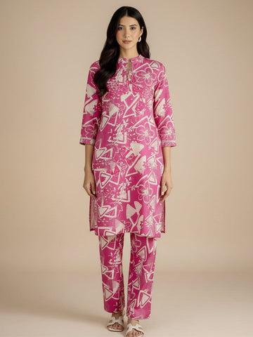 KSUT Women Graceful Beige Kurta Set Featuring Gota Patti Detailing, Paired With Solid Trousers