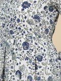 KSUT Women white floral printed top paired with tonal  printed bottom