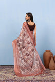 Varanga Brown Linen Digital Printed Saree With Zari And Sequence Work