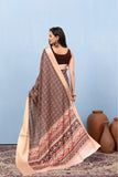 Varanga Light Brown Designer Dola Silk Saree With Doby Border