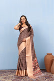 Varanga Light Brown Designer Dola Silk Saree With Doby Border