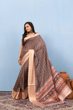 Varanga Light Brown Designer Dola Silk Saree With Doby Border