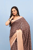 Varanga Light Brown Designer Dola Silk Saree With Doby Border