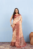 Varanga Light Cream Designer Dola Silk Saree With Doby Border