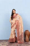 Varanga Light Cream Designer Dola Silk Saree With Doby Border