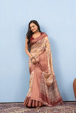 Varanga Light Cream Designer Dola Silk Saree With Doby Border