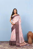 Varanga Light Pink Designer Dola Silk Saree With Doby Border