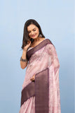 Varanga Light Pink Designer Dola Silk Saree With Doby Border