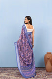 Varanga Violet Linen Digital Printed Saree With Tassels