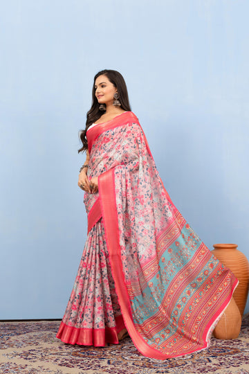 Varanga Light Pink Designer Dola Silk Saree With Doby Border