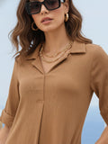 Varanga Women Beige Shirt Collar A Line Dress