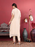 Varanga Off White Floral Embroidered Thread Work Kaftan Kurta with Trousers