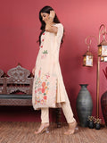 Varanga Off White Floral Embroidered Thread Work Kaftan Kurta with Trousers